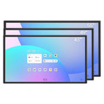 JAV Z Pro smart boards in 43", 49", and 55" sizes, showcasing ultra-thin bezels and 4K Android interface.