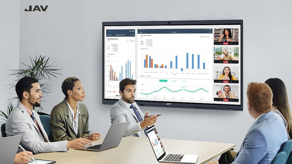 modern hybrid meetings with smart boards