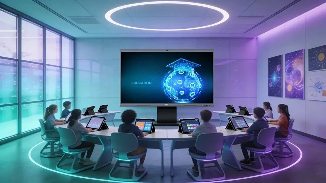 Image of a future classroom with a JAV smart board