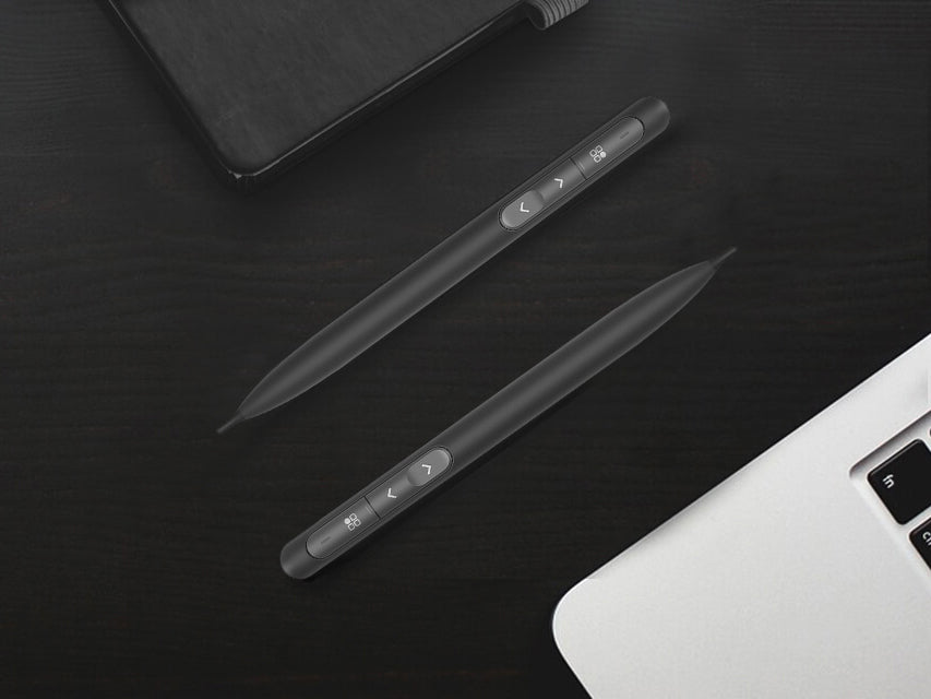 Pair of sleek, dark JAV digital pens designed for annotation and presentation control, showing integrated buttons near the grip.
