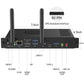 Technical diagram detailing dimensions and ports of the JAV Windows OPS 72A Mini PC Module. Key dimensions labeled include: 7.1-inch width, 4.7-inch height, and 1.2-inch depth. Ports clearly marked are: RESET, POWER, RJ45 LAN, HDMI Out, DisplayPort (DP), USB 3.0, USB-C (Type-C), and audio input/output jacks. The diagram also highlights the 80-PIN OPS Standard Interface. This image provides technical specifications for system integrators and product specifications.