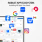 JAV Smart Board H10: Access a robust app ecosystem. This image highlights the smart board's compatibility with essential apps like Facebook, Google, Zoom, YouTube, Instagram, Dropbox, and Gmail, making it ideal for diverse applications. The text "ROBUST APP ECOSYSTEM" and "Installing All Apps You Need" are prominently displayed.