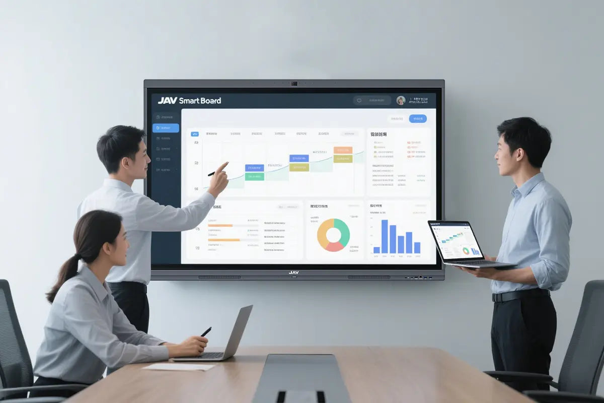 image of a jav smart interactive display being used in a meeting