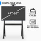 JAV FD570 rolling stand compatibility specifications: supports 47-65 inch displays, max weight 176 lbs, and VESA patterns from 200x200mm to 700x500mm.
