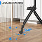 Close-up view of the base of the JAV FD570 mobile stand, demonstrating its lockable 360-degree caster wheels for mobility and stability.