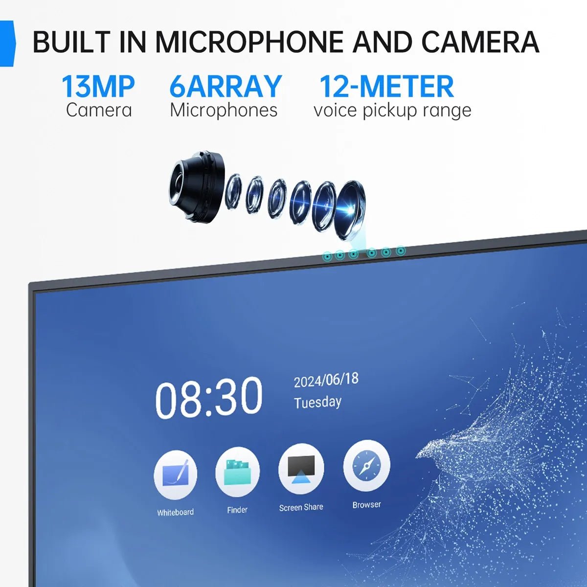 RAIZEA 65-inch H10S smart board camera microphones parameters