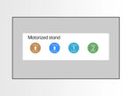 On-screen control panel for EST09 motorized stand integrated with smart board, showing lift up/down icons and two preset height buttons for quick adjustment.