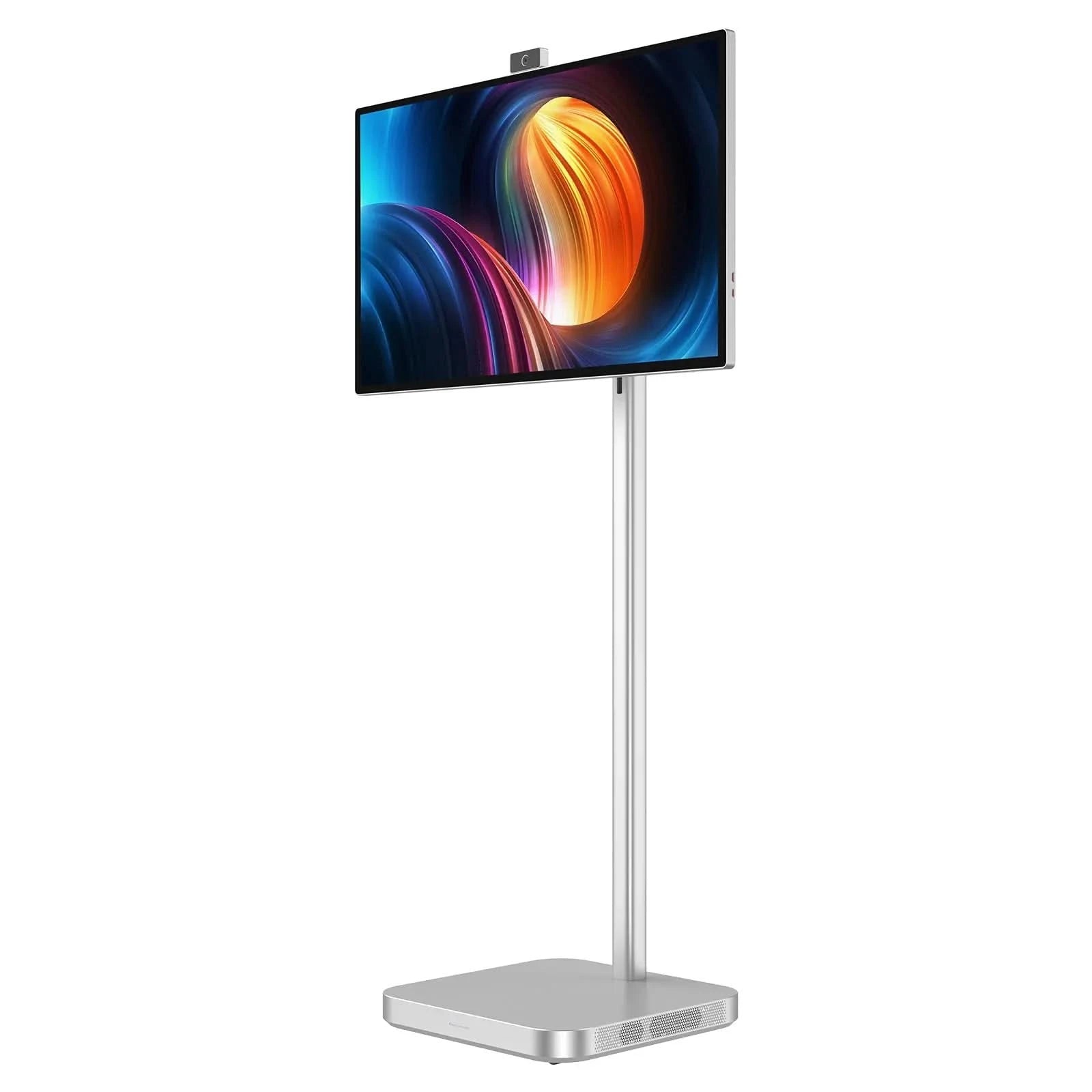 JAV Rolling Tablet LED 32S for live stream. 32-inch portable display on a rolling stand, perfect for streaming and presentations.