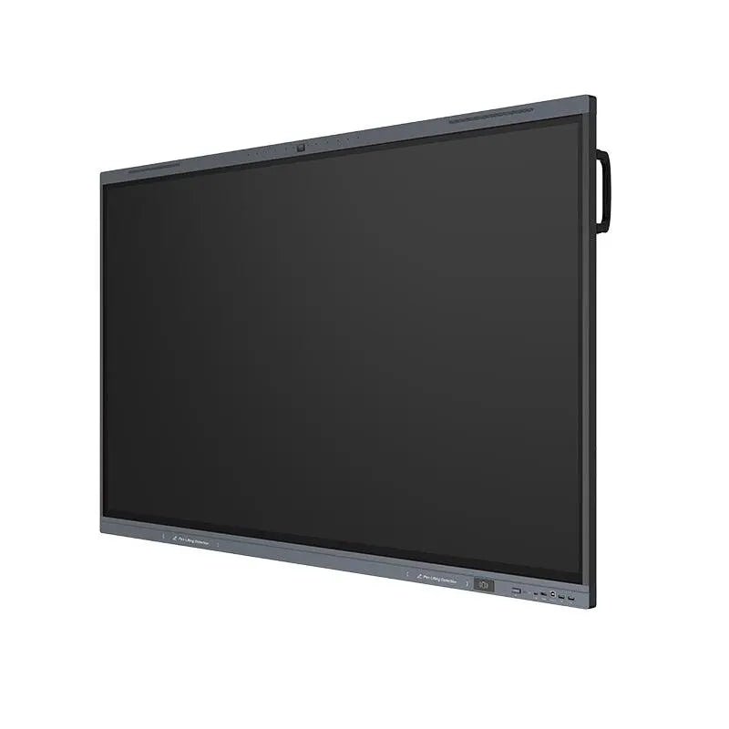 Side-angle view of the JAV H16S interactive display, showcasing its profile design, thickness, and the built-in camera module.
