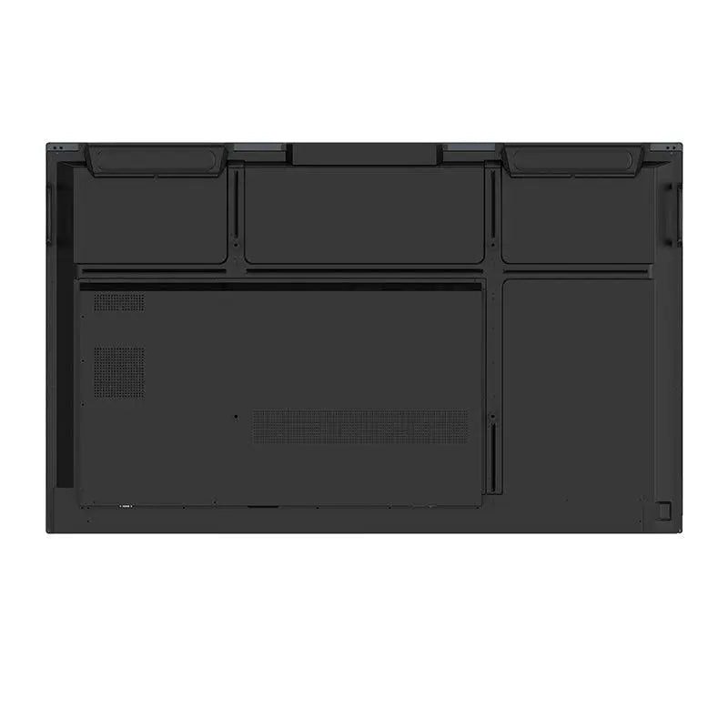 Structural diagram of the back side of the JAV H16S interactive display, showing VESA mounting hole area, ventilation system layout, and interface panel location.