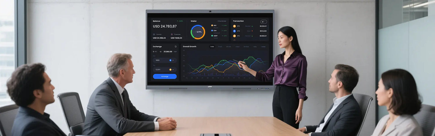 image of elite business teams having a meeting with jav smart board 