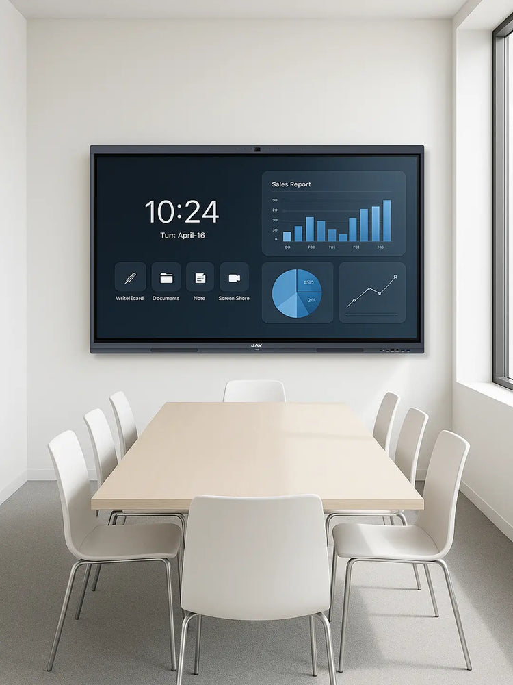 image of a JAV H10S Pro smart board in the meeting room
