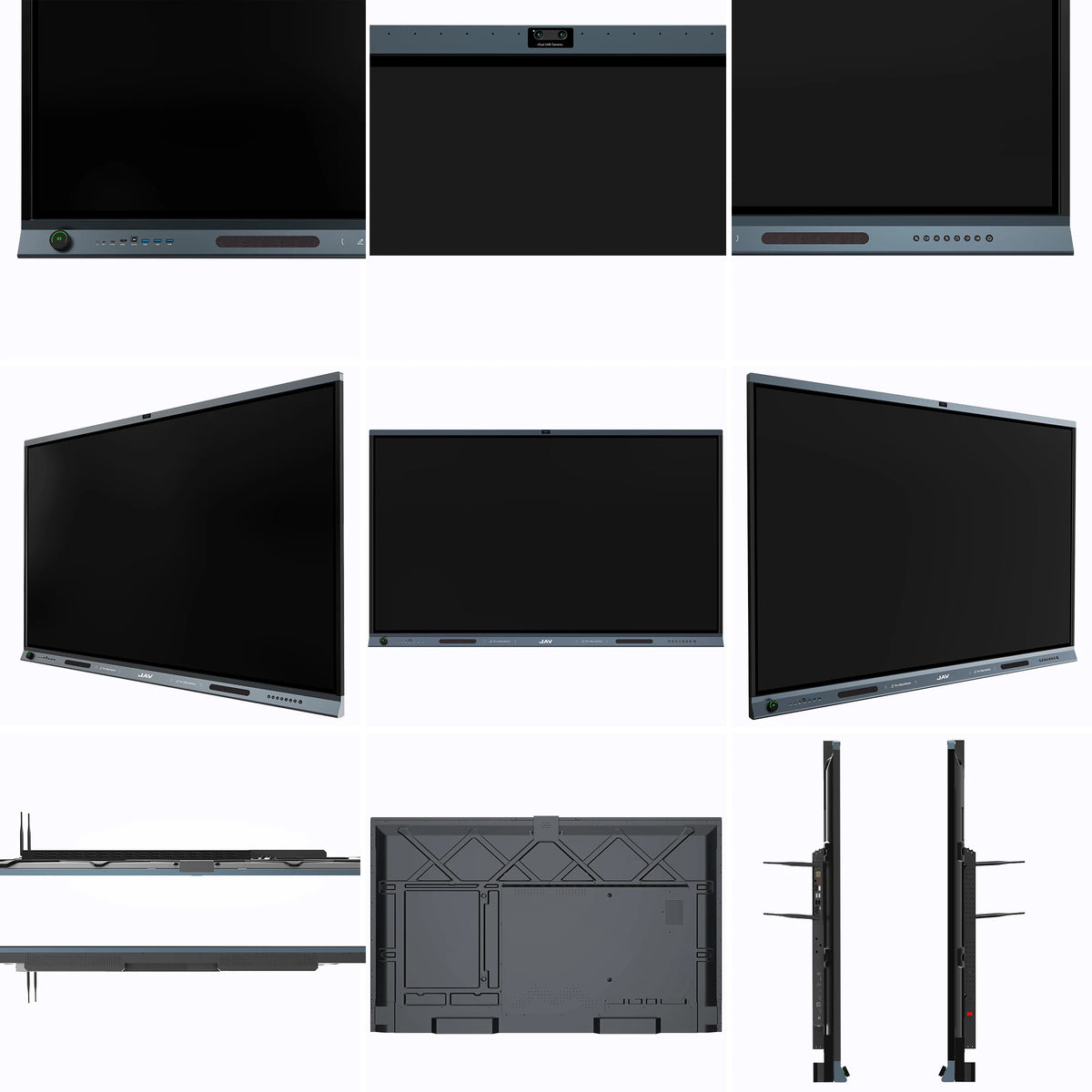 JAV smart board H19S full view with close-ups of different parts and from different angles.