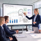 JAV H19S smart board used for interactive business presentation in a meeting room