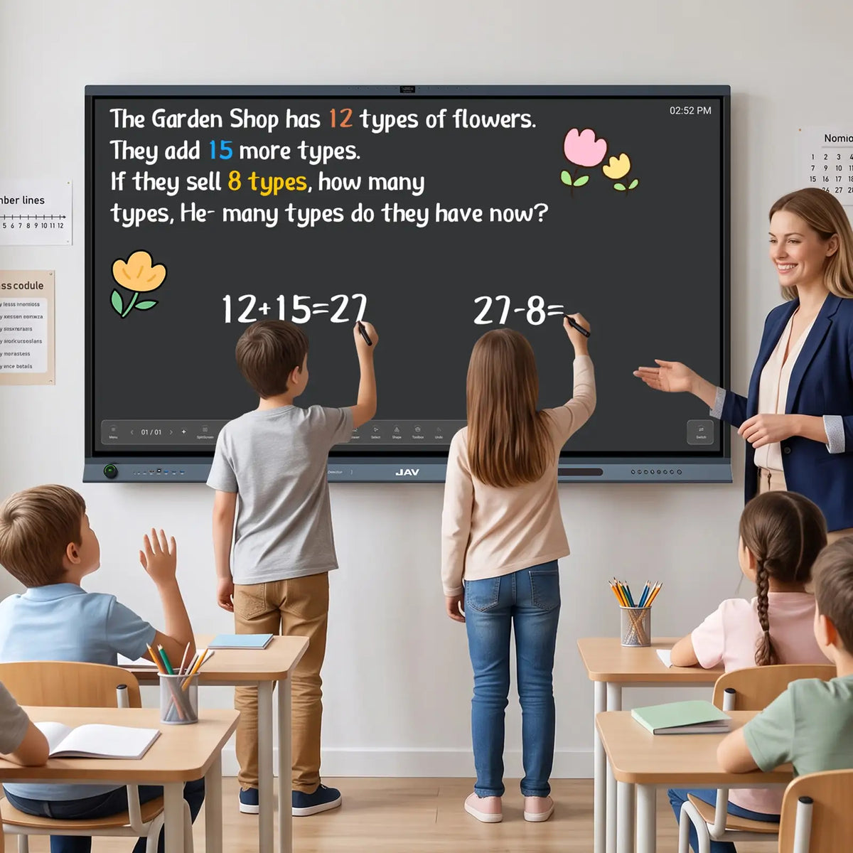 jav smart board h19s used for a math class in primary school
