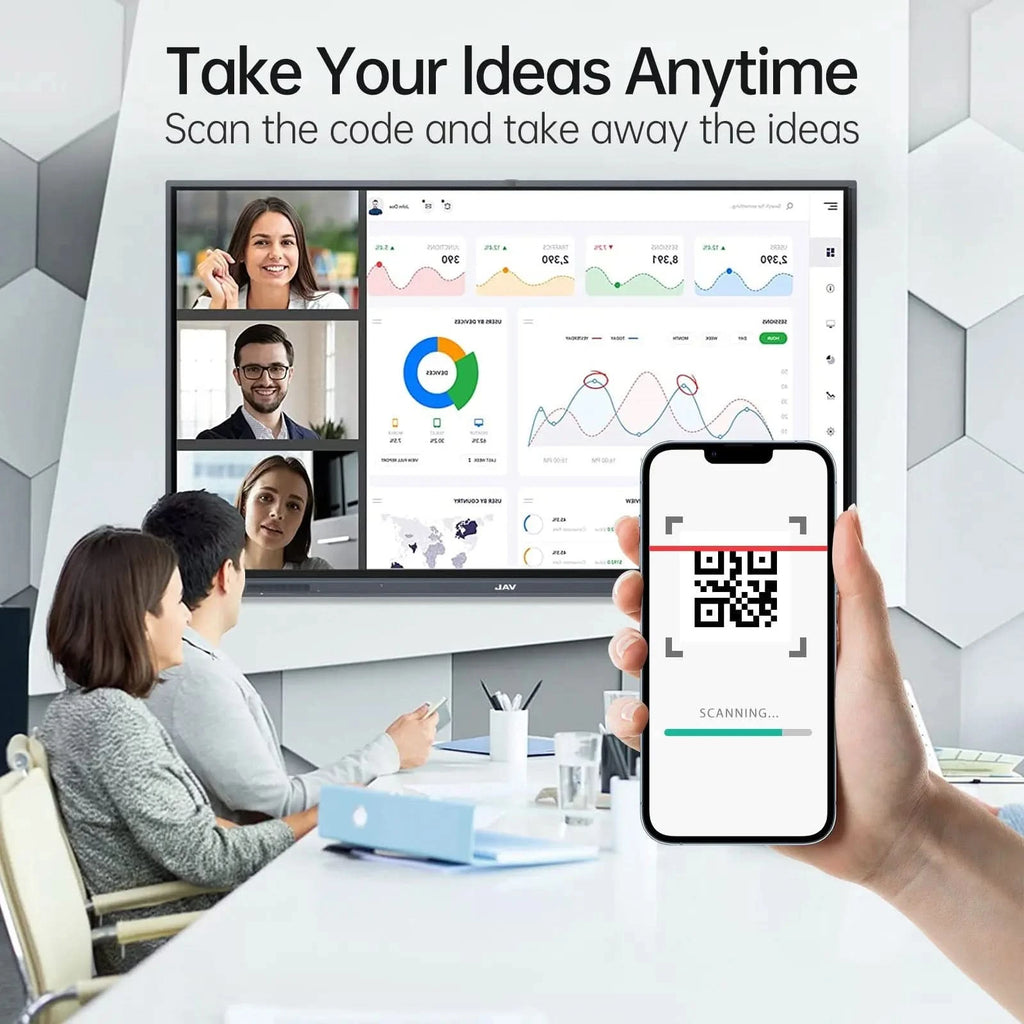 JAV H10S Smart Board demonstrating QR code sharing