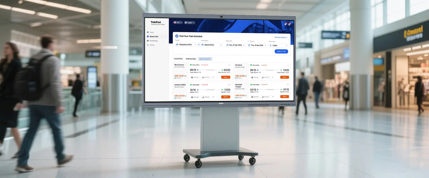 jav smart board used as a digital signage in public