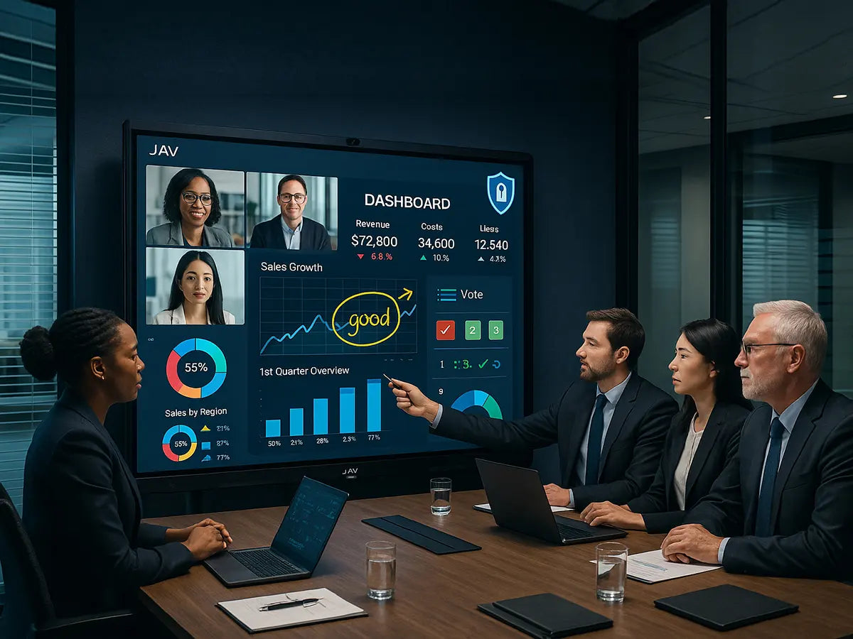 jav smart board in a sales meeting