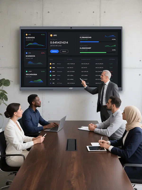 image of jav smart board used in a sales meeting
