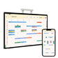 25S Pro Digital Calendar syncing with smartphone calendar app, showing same events on 25-inch touch screen.
