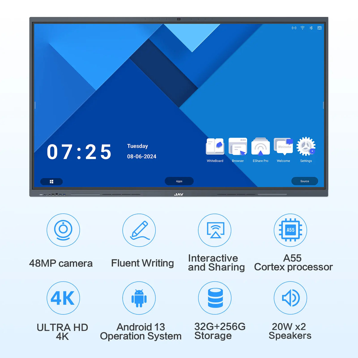 Specsheet of the JAV H10S 98-inch Smart Board