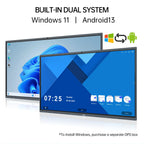 Image showing that the JAV H10S 98-inch Smart Board can run both Android and Windows(Additional OPS Box required)
