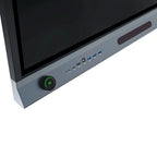 Close-up of JAV H19S smart board bottom ports, volume rocker, and speaker design