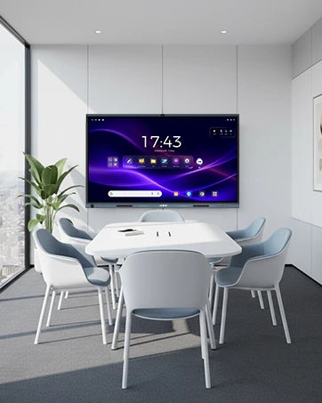 JAV H19S smart board installed in a modern conference room