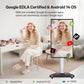 JAV Z Series rotatable smart board with Google EDLA certification and Android 14 OS, showcasing seamless access to Google Play apps like YouTube, Gmail, and Netflix for creators and professionals.