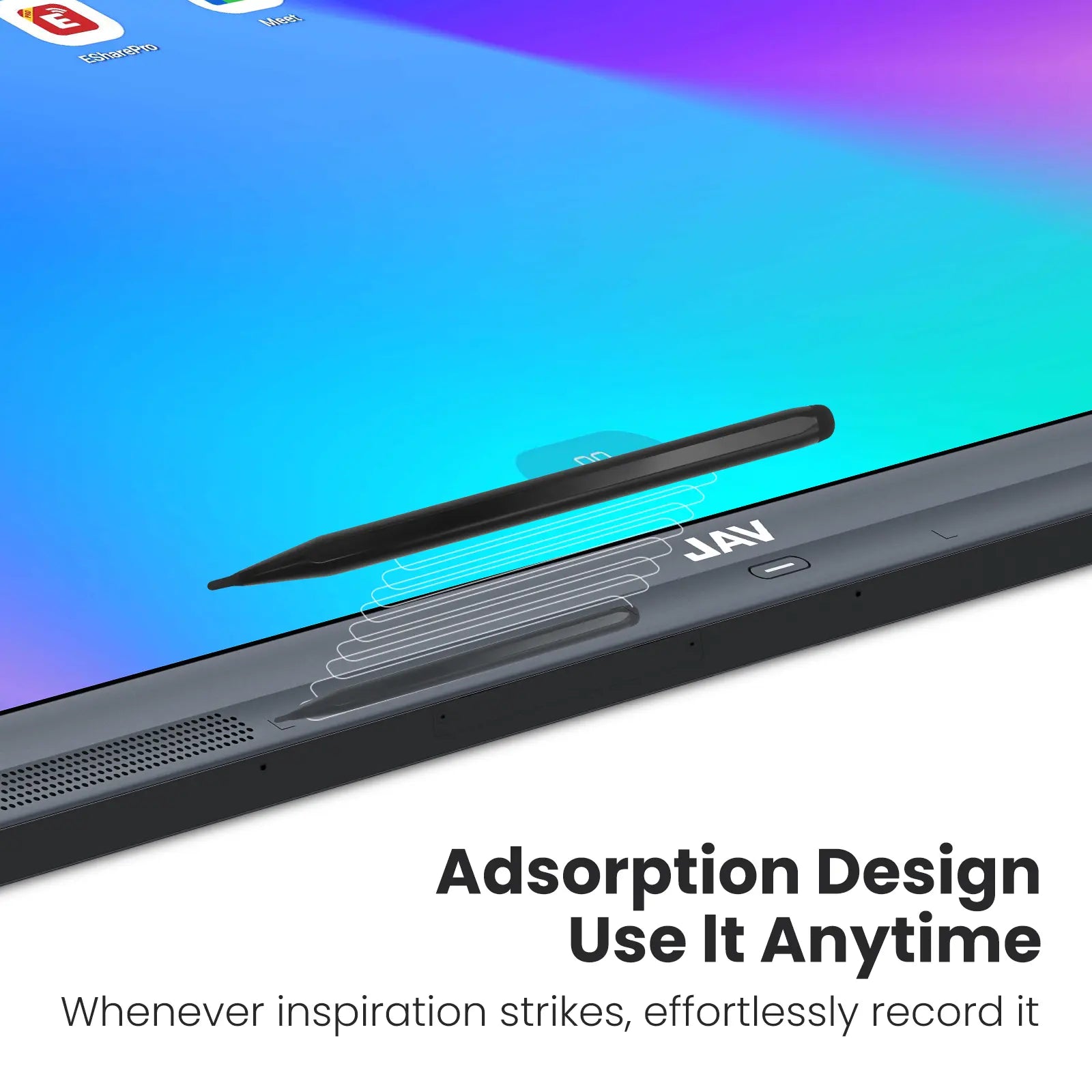 JAV Smart Board 2-in-1 stylus with magnetic adsorption design for easy access anytime.