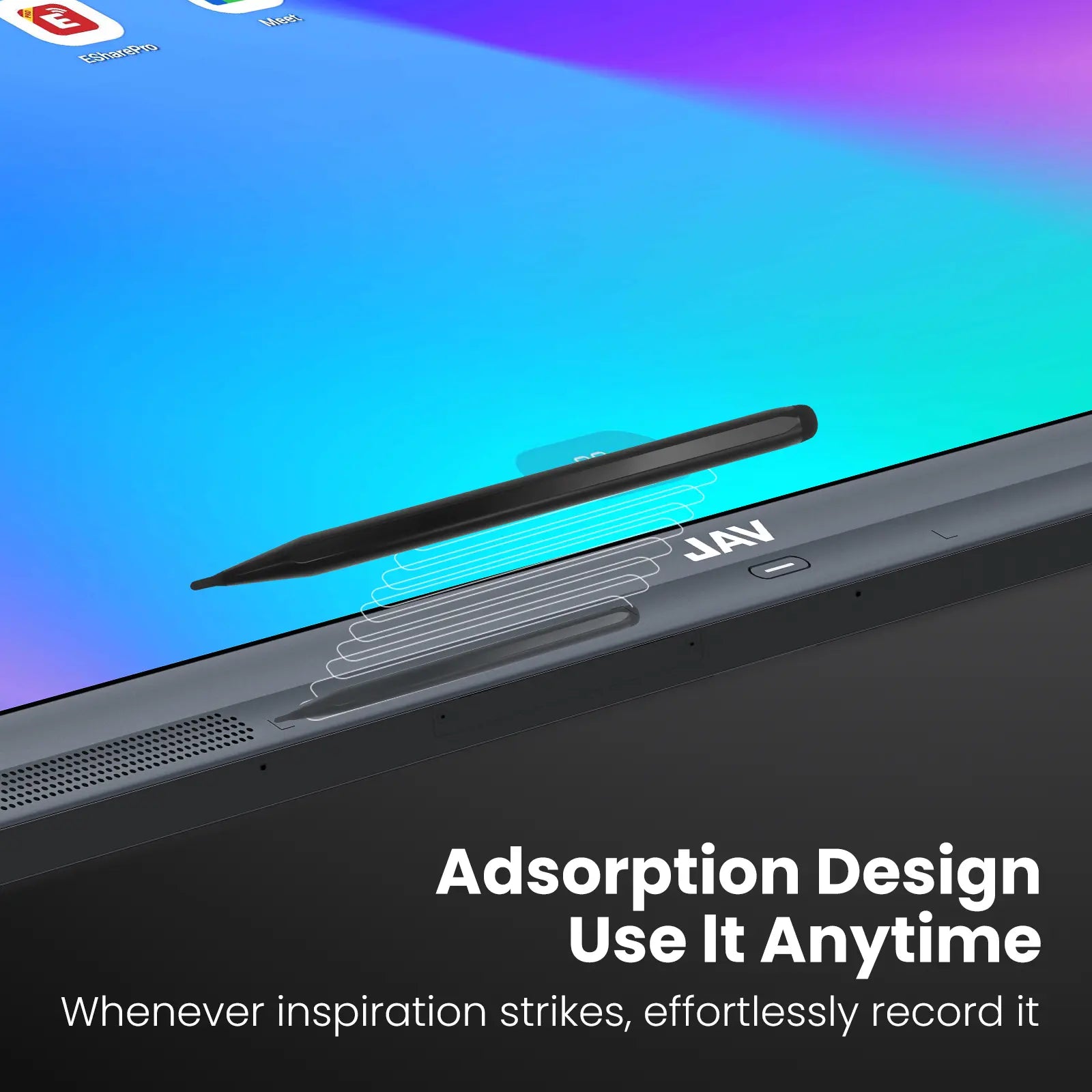 JAV Smart Board 2-in-1 stylus with magnetic adsorption design for easy access anytime.