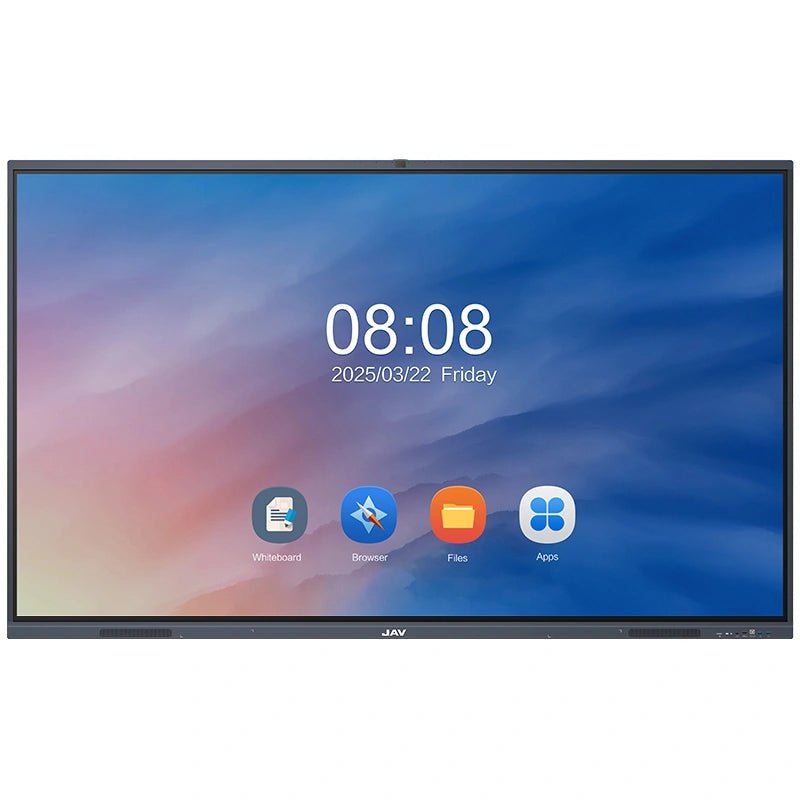 JAV H10S 4K Smart Board: A close-up view of the interactive whiteboard's home screen, highlighting its 4K display