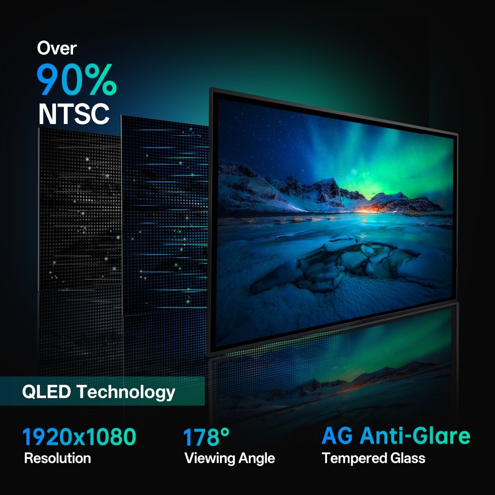 JAV Z Series interactive display with QLED technology, 1920x1080 resolution, 178° wide viewing angle, over 90% NTSC color gamut, and AG anti-glare tempered glass.