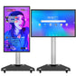 JAV Z Series rotatable smart board displayed in portrait and landscape modes on mobile floor stand with wheels.