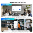 JAV Z Series smart board installation options: wall-mounted for meetings and presentations, or mobile stand-mounted for collaborative office environments.