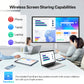JAV Z Series rotatable smart board with wireless screen sharing via phone, tablet, laptop, and desktop using pre-installed FancShare app, supporting up to 9 split screens for smooth collaboration.