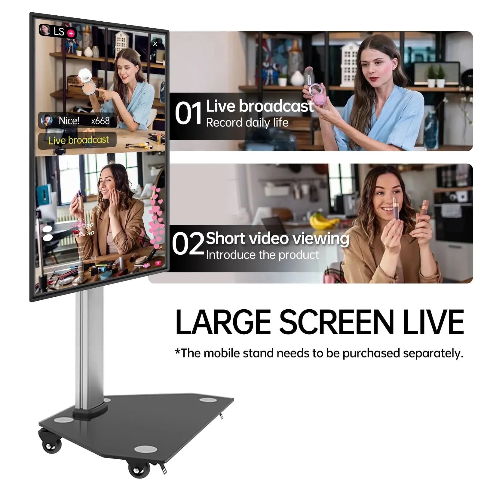 Z Pro used for livestream and short video creation, featuring beauty influencers using the large vertical display.