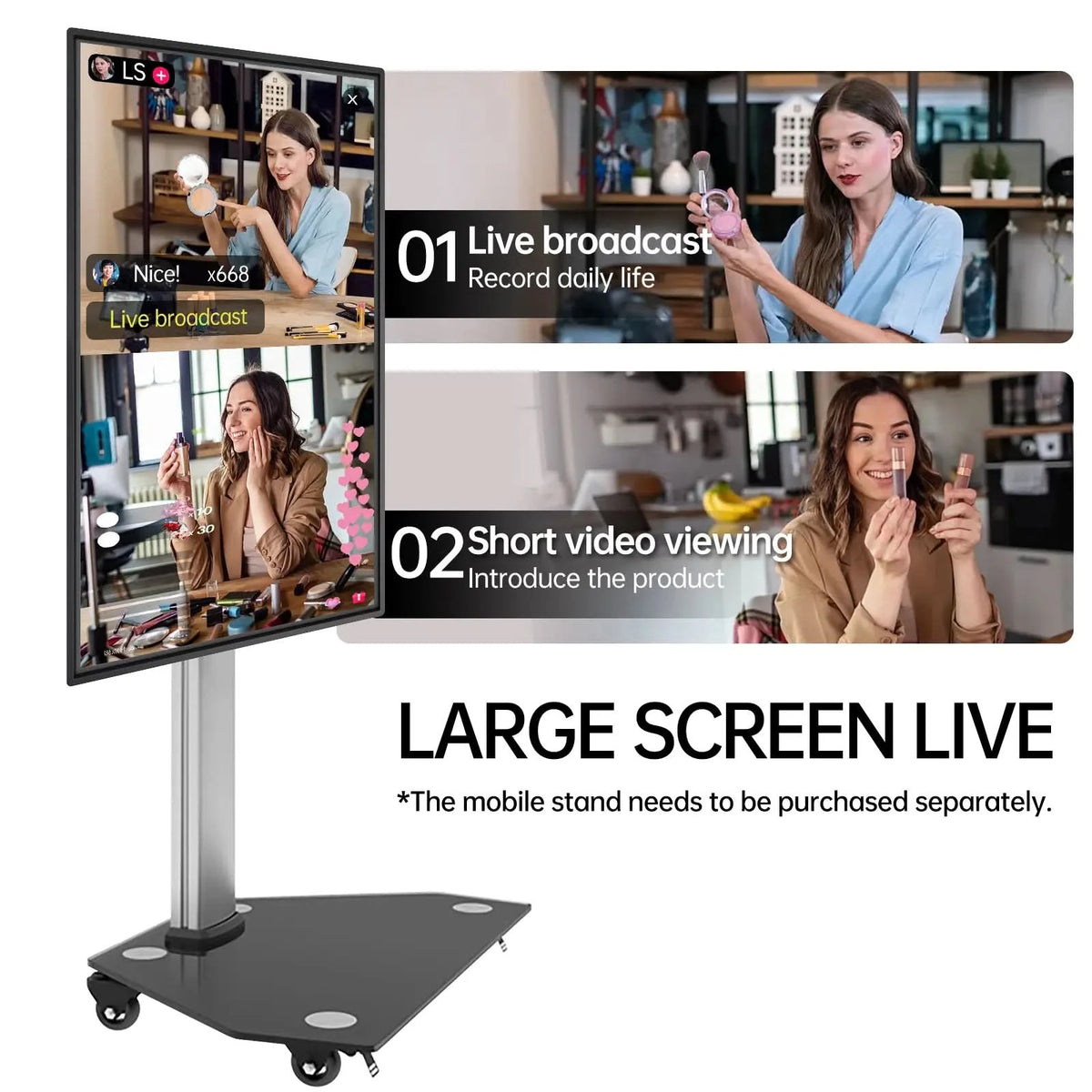 Z Pro used for livestream and short video creation, featuring beauty influencers using the large vertical display.